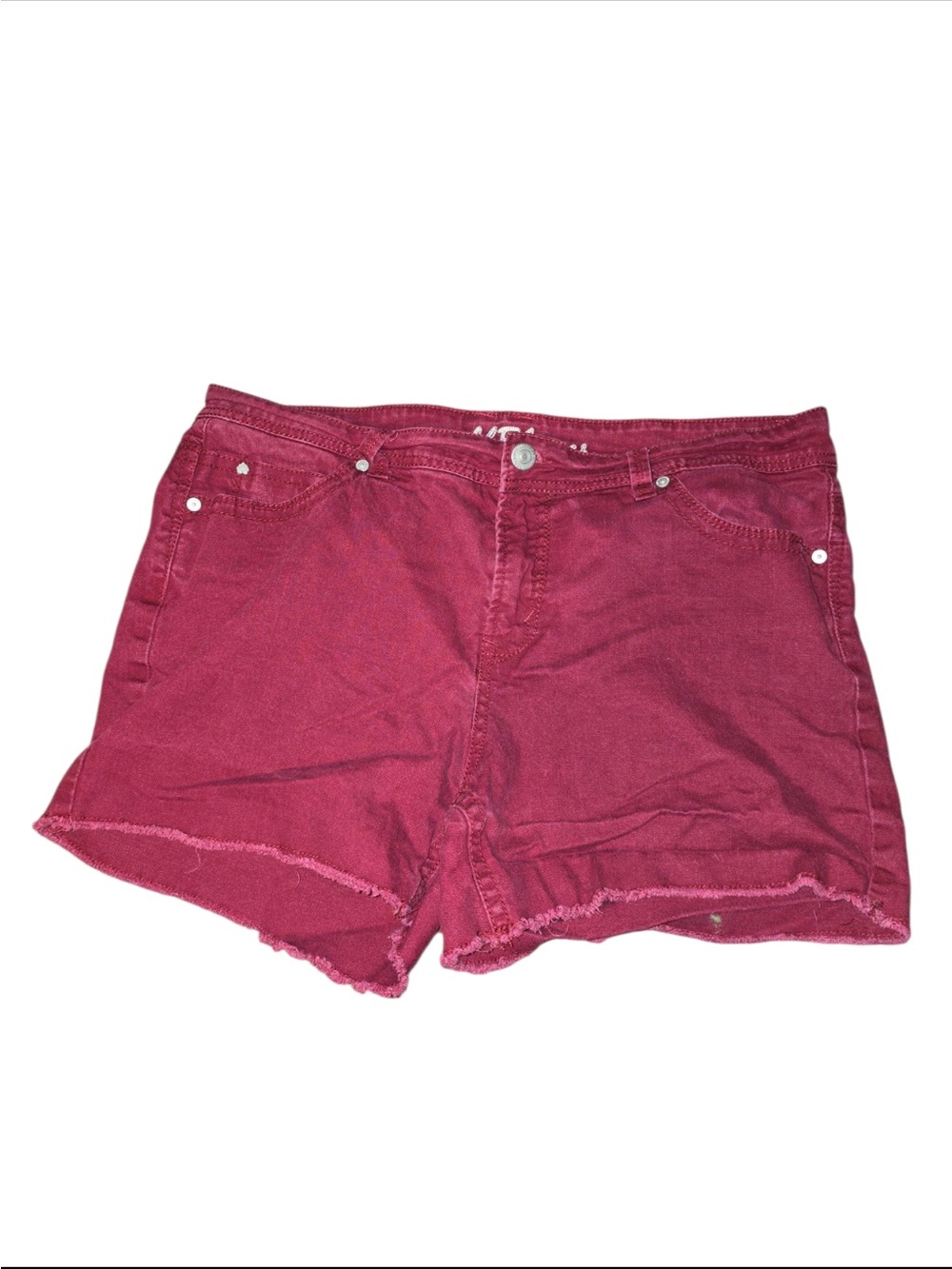 Wallflower High-Rise Burgundy Denim Cutoff Shorts SZ 14